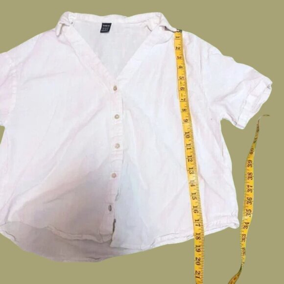 Shein Linen-Blend Cropped Button-Up Shirt – Size M (Casual Summer Style) - Picture 6 of 7